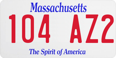 MA license plate 104AZ2