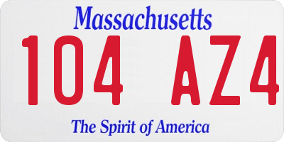 MA license plate 104AZ4