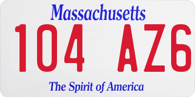 MA license plate 104AZ6