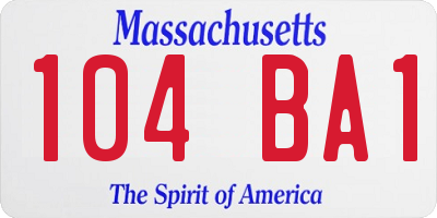 MA license plate 104BA1