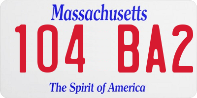 MA license plate 104BA2