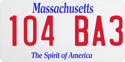 MA license plate 104BA3