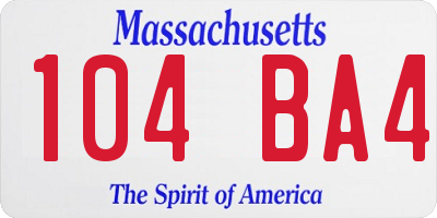 MA license plate 104BA4