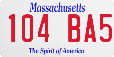 MA license plate 104BA5