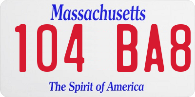 MA license plate 104BA8