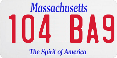 MA license plate 104BA9