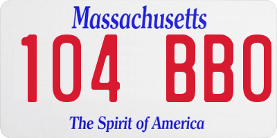 MA license plate 104BB0