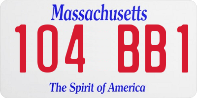MA license plate 104BB1