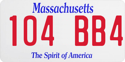 MA license plate 104BB4