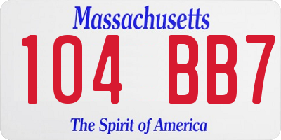 MA license plate 104BB7