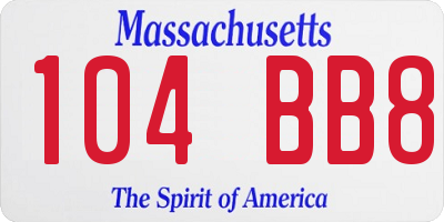 MA license plate 104BB8