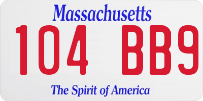 MA license plate 104BB9