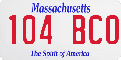 MA license plate 104BC0