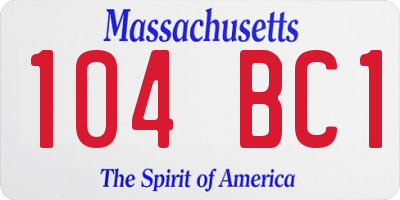 MA license plate 104BC1