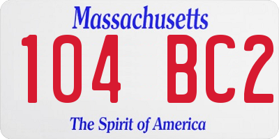 MA license plate 104BC2