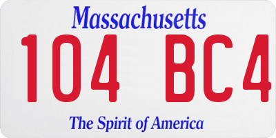 MA license plate 104BC4