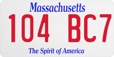 MA license plate 104BC7