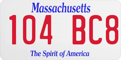 MA license plate 104BC8