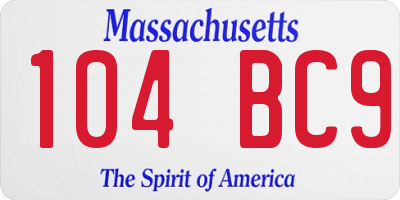 MA license plate 104BC9
