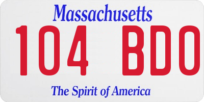 MA license plate 104BD0
