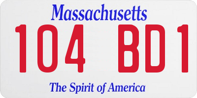 MA license plate 104BD1