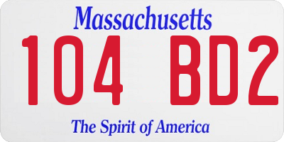 MA license plate 104BD2