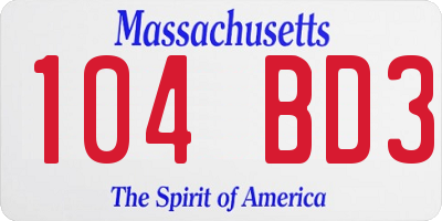 MA license plate 104BD3