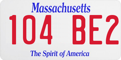 MA license plate 104BE2