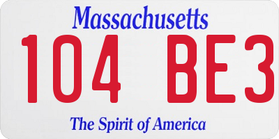 MA license plate 104BE3