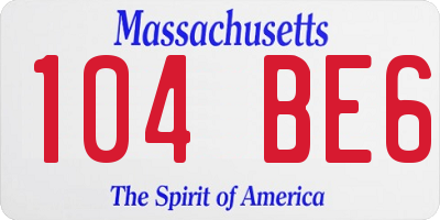 MA license plate 104BE6