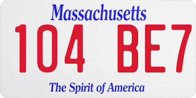 MA license plate 104BE7