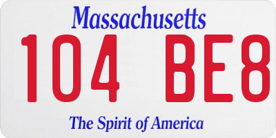 MA license plate 104BE8