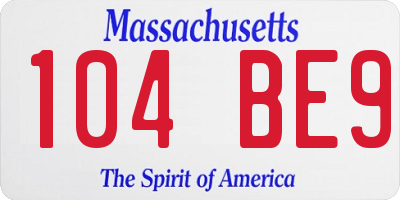 MA license plate 104BE9