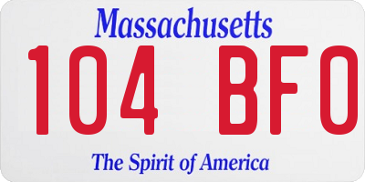MA license plate 104BF0