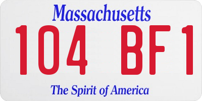 MA license plate 104BF1