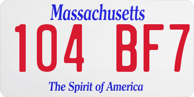 MA license plate 104BF7