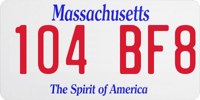 MA license plate 104BF8