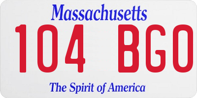 MA license plate 104BG0