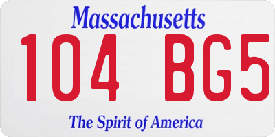 MA license plate 104BG5