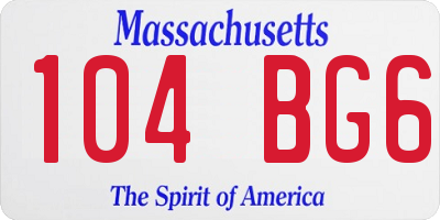 MA license plate 104BG6