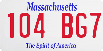 MA license plate 104BG7