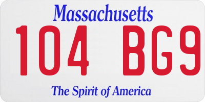 MA license plate 104BG9