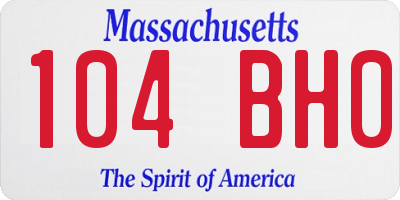 MA license plate 104BH0