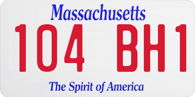 MA license plate 104BH1