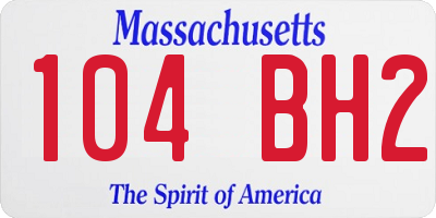 MA license plate 104BH2