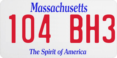 MA license plate 104BH3