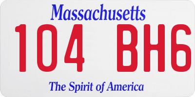 MA license plate 104BH6
