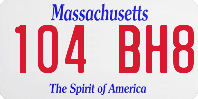 MA license plate 104BH8