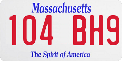 MA license plate 104BH9