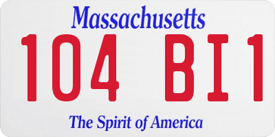 MA license plate 104BI1